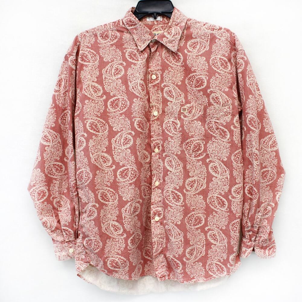 Verte Vallee vintage parsley print long sleeve button down cotton shirt Large
